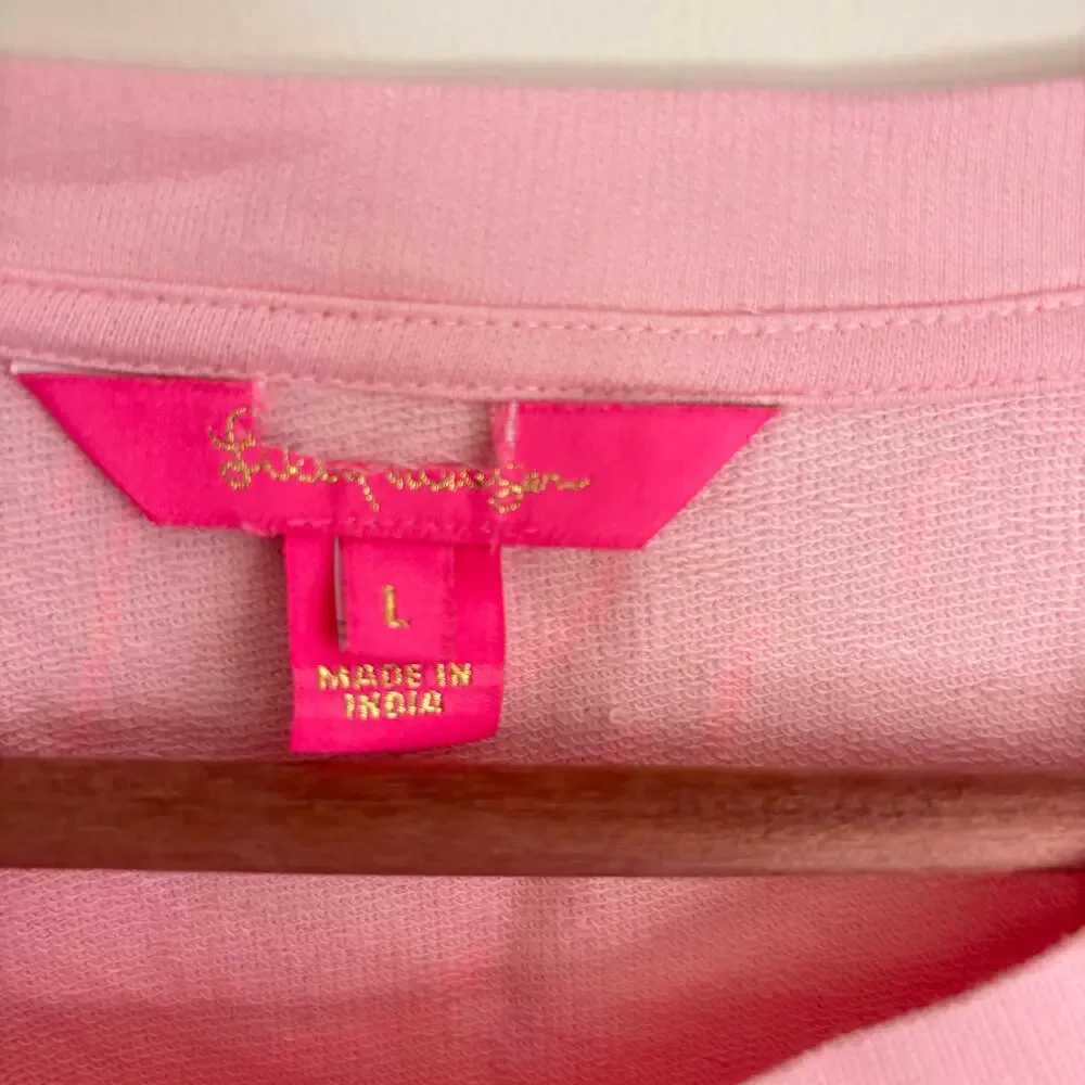 Lilly Pulitzer Lissome Rose Sweatshirt L NWOT Pink Floral Top Blouse Puff Sleeve